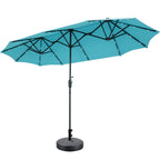 Ainfox 13ft Outdoor Patio Umbrella with Lights and Decorative Pattern Umbrella Base