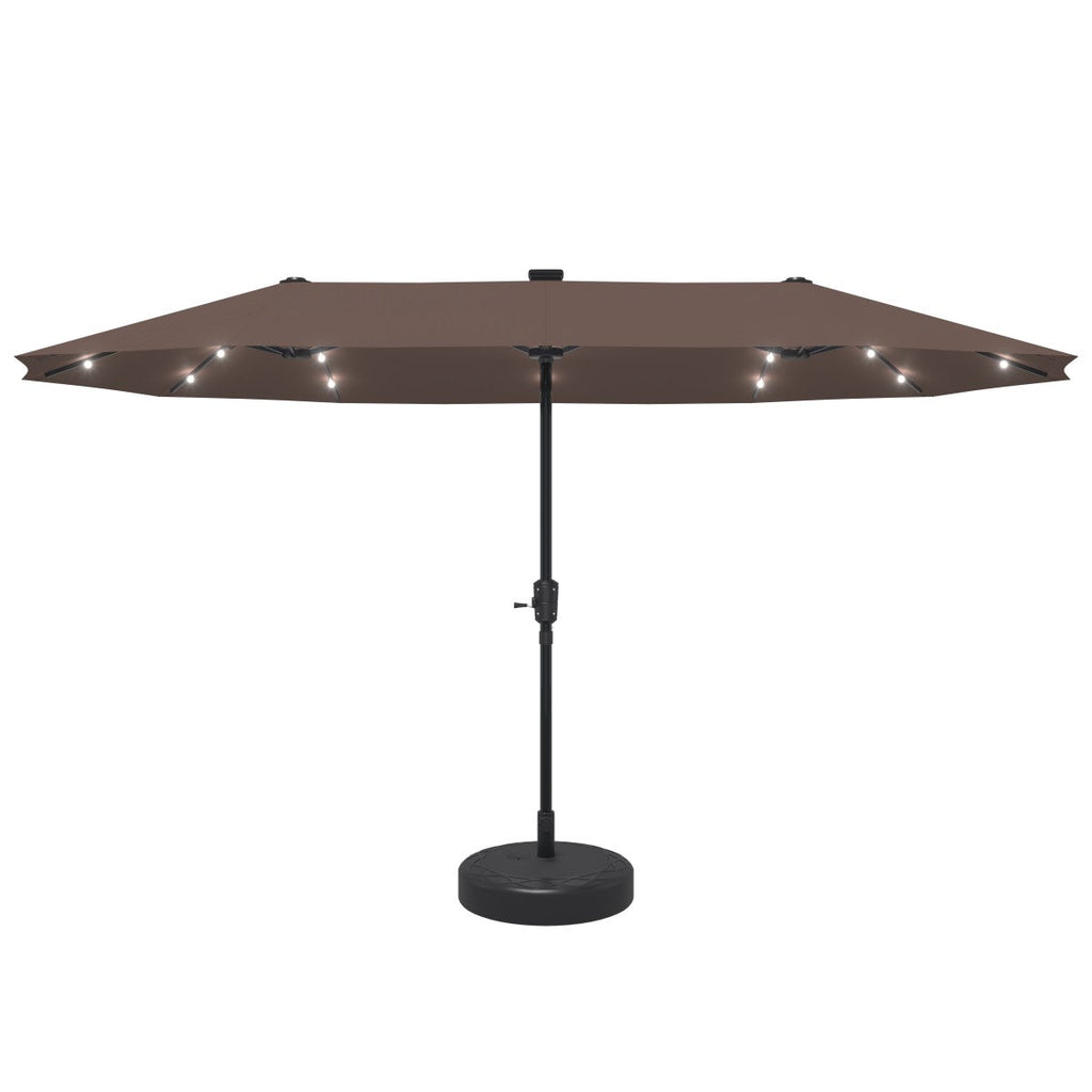 Ainfox 13ft Outdoor Patio Umbrella with Lights and Decorative Pattern Umbrella Base