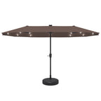 Ainfox 13ft Outdoor Patio Umbrella with Lights and Decorative Pattern Umbrella Base