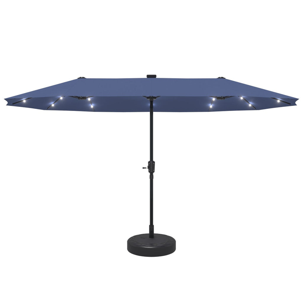 Ainfox 13ft Outdoor Patio Umbrella with Lights and Decorative Pattern Umbrella Base