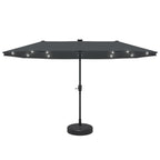 Ainfox 13ft Outdoor Patio Umbrella with Lights and Decorative Pattern Umbrella Base