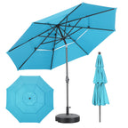 Ainfox 10FT 3 tier vented Outdoor Table Umbrella with Partern Umbrella Base For Beach Market Backyard Camping