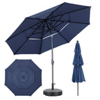 Ainfox 10FT 3 tier vented Outdoor Table Umbrella with Partern Umbrella Base For Beach Market Backyard Camping