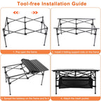Folding Camping Table Portable Lightweight Aluminum Roll-up Picnic BBQ Desk with Carrying Bag Heavy Duty Outdoor Beach Backyard Party Patio
