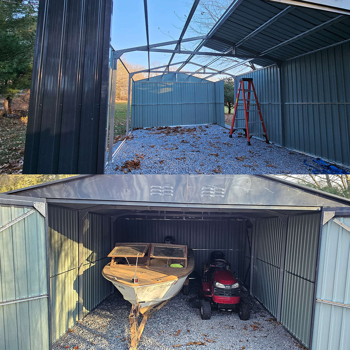 13'x20' Plus Upgraded Metal Shed w/ Double Front Doors & Side Entry Door