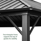 Ainfox 12*16Ft Patio Gabezo Outdoor Canopy with Mosquito with 2200lbs weight capacity of snow
