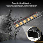 CRST 6-Outlet Metal Power Strip Surge Protector with Individual Switches, Versatile Mounting System