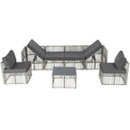 Ainfox Outdoor Patio Furniture Set, Wicker Sectional Conversation Set with Adjustable Backrest Sofa