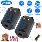 2 Pack Under Hood Ultrasonic Rodent Repeller Rodent Control Deterrent Chaser Blocker for Vehicle Indoor with Strobe Light 3 Power Supplies