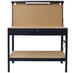 Steel Workbench Tool Storage Work Bench Workshop Tools Table W/Drawer and Peg Board ,4xAC outlets 2xUSB Ports