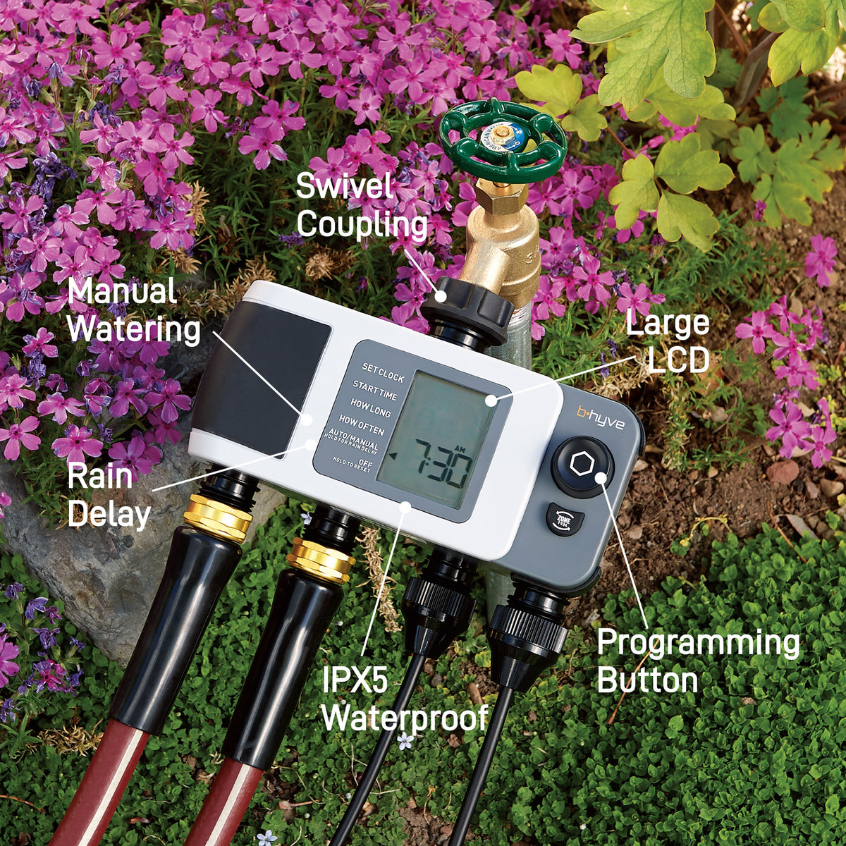 B-hyve XD Bluetooth 4-Outlet Hose Faucet Timer | 24634