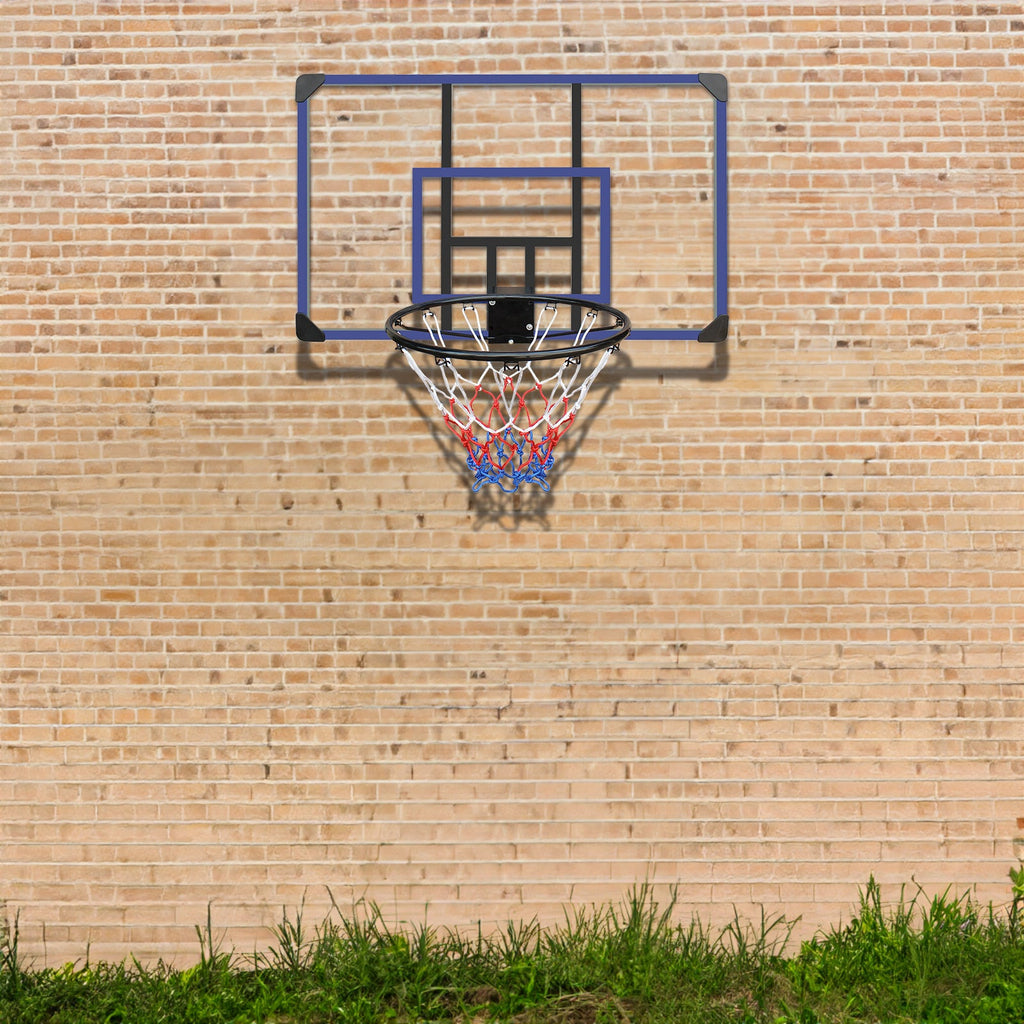Wall mounted basketball basket, 45 x 29 inch shatterproof back, foldable basketball basket, all-weather mesh fabric