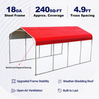 12x20 ft Heavy Duty Metal Garage Carport