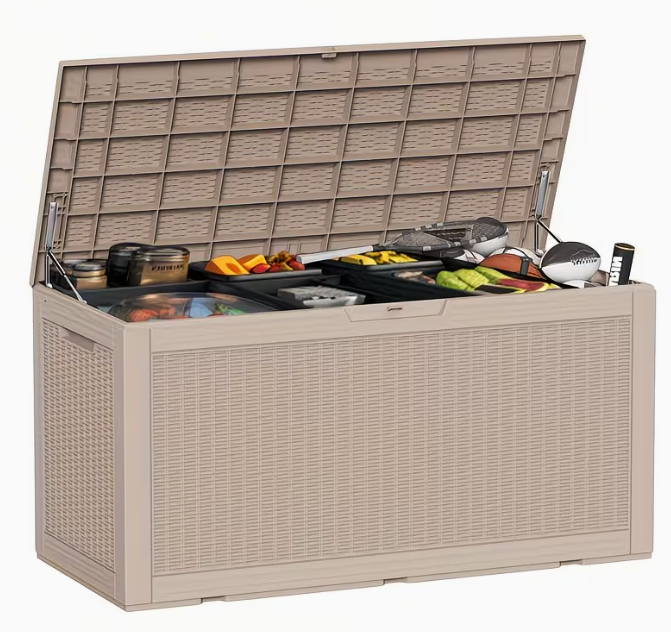 75 Gallon Heavy-Duty Outdoor Deck Box – Waterproof Patio Storage Box with Hinged Lid, Lockable & Easy Assembly