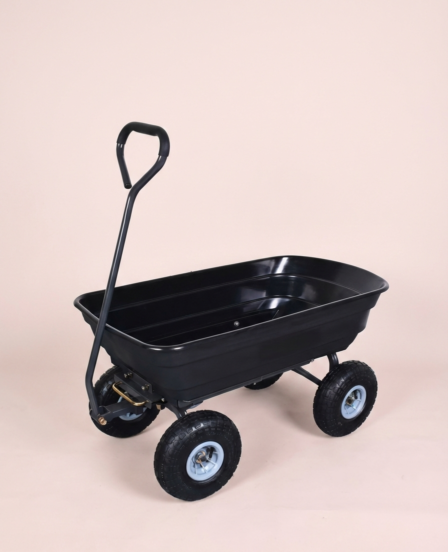 Heavy Duty Poly Garden Dump Cart – 600 lb Capacity, 10" Pneumatic Tires