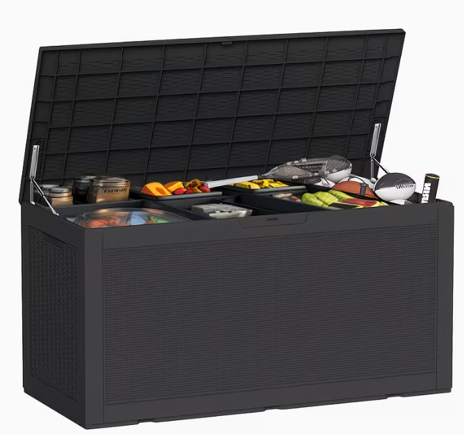 75 Gallon Heavy-Duty Outdoor Deck Box – Waterproof Patio Storage Box with Hinged Lid, Lockable & Easy Assembly