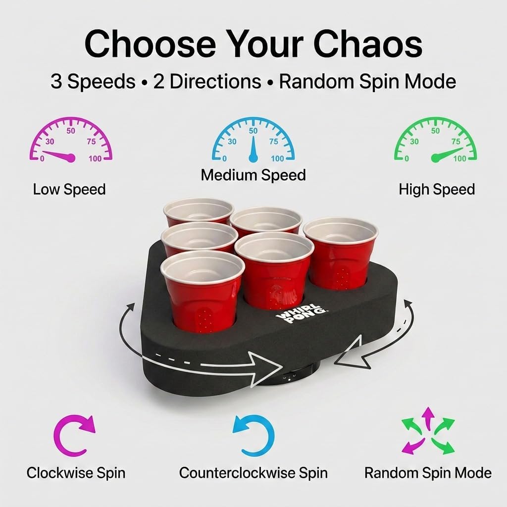 Whirl Pong™ - The Spinning Cup Pong Game (Set of 2)