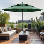 Ainfox 10FT 3 tier vented Outdoor Table Umbrella with Partern Umbrella Base For Beach Market Backyard Camping