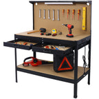 Steel Workbench Tool Storage Work Bench Workshop Tools Table W/Drawer and Peg Board ,4xAC outlets 2xUSB Ports