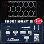Open Box Baquler 15 Hexagon LED Garage Light System Honeycomb LED Shop Lights with White Border for Garage Workshop Car Detailing Shop Exhibition Hall