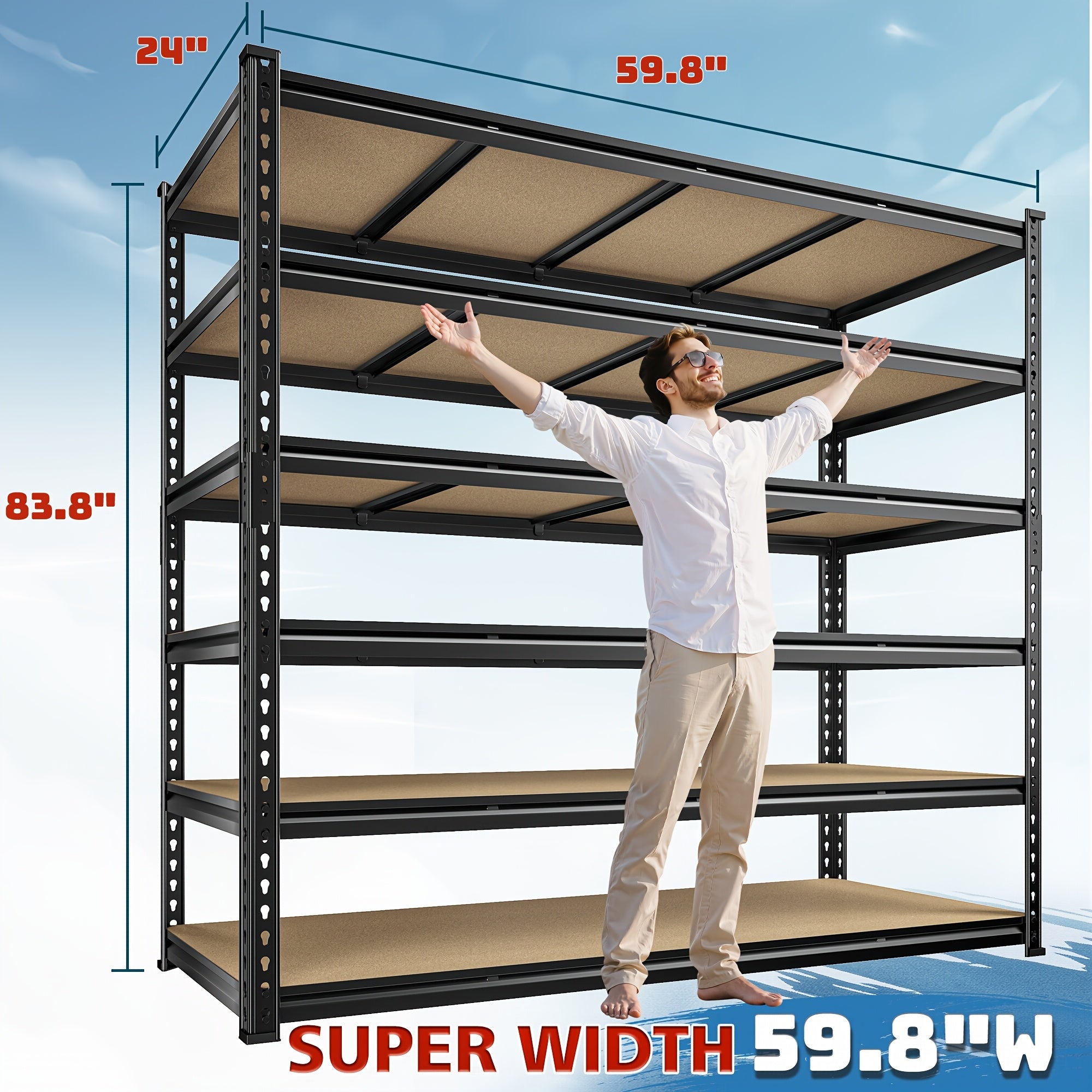 Heavy Duty Metal Garage Shelving Rack 2000lbs 4/5/6-Tier Steel Shelf 60"/72"/84"