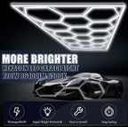 Open Box Baquler 15 Hexagon LED Garage Light System Honeycomb LED Shop Lights with White Border for Garage Workshop Car Detailing Shop Exhibition Hall