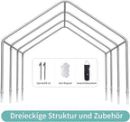 Sannwsg 10 * 20 ultra large portable carport garage, adjustable from 9.5 feet to 11 feet, with detachable roof and side walls