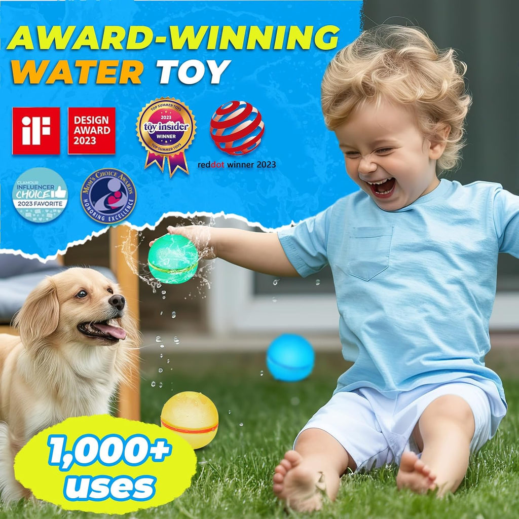 12 PCS Reusable Water Balloons, Refillable Magnetic Water Balls for Outdoor Games, Self Sealing Water Splash Bomb Quick Fill for