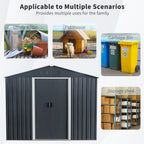 8ft x 10ft Outdoor Metal Storage Shed with Floor Base Black
