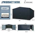 13'x20' Plus Upgraded Metal Shed w/ Double Front Doors & Side Entry Door