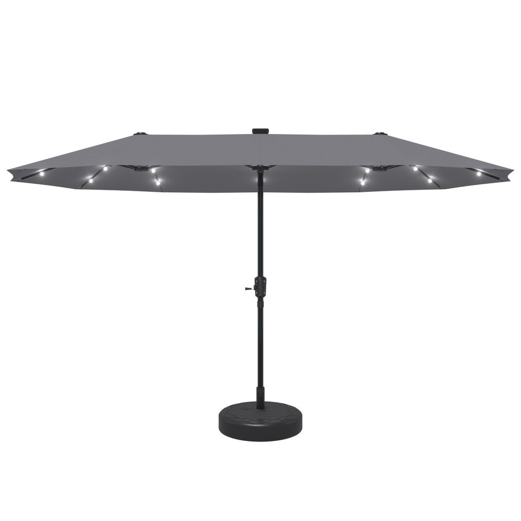 Ainfox 13ft Outdoor Patio Umbrella with Lights and Decorative Pattern Umbrella Base