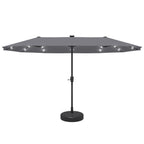 Ainfox 13ft Outdoor Patio Umbrella with Lights and Decorative Pattern Umbrella Base