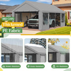 Heavy Duty Carport,Roll-Up Windows,Removable Sidewalls,Portable Garage & Car Canopy,12'x24', Custom