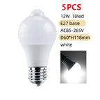 E27 LED Motion Sensor Bulb LED Lamp 85-265V PIR Sensor Light Bulb Auto ON/OFF Night Light For Porch Stairs Garage Security Light