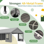 Heavy Duty Carport,Roll-Up Windows,Removable Sidewalls,Portable Garage & Car Canopy,12'x24', Custom
