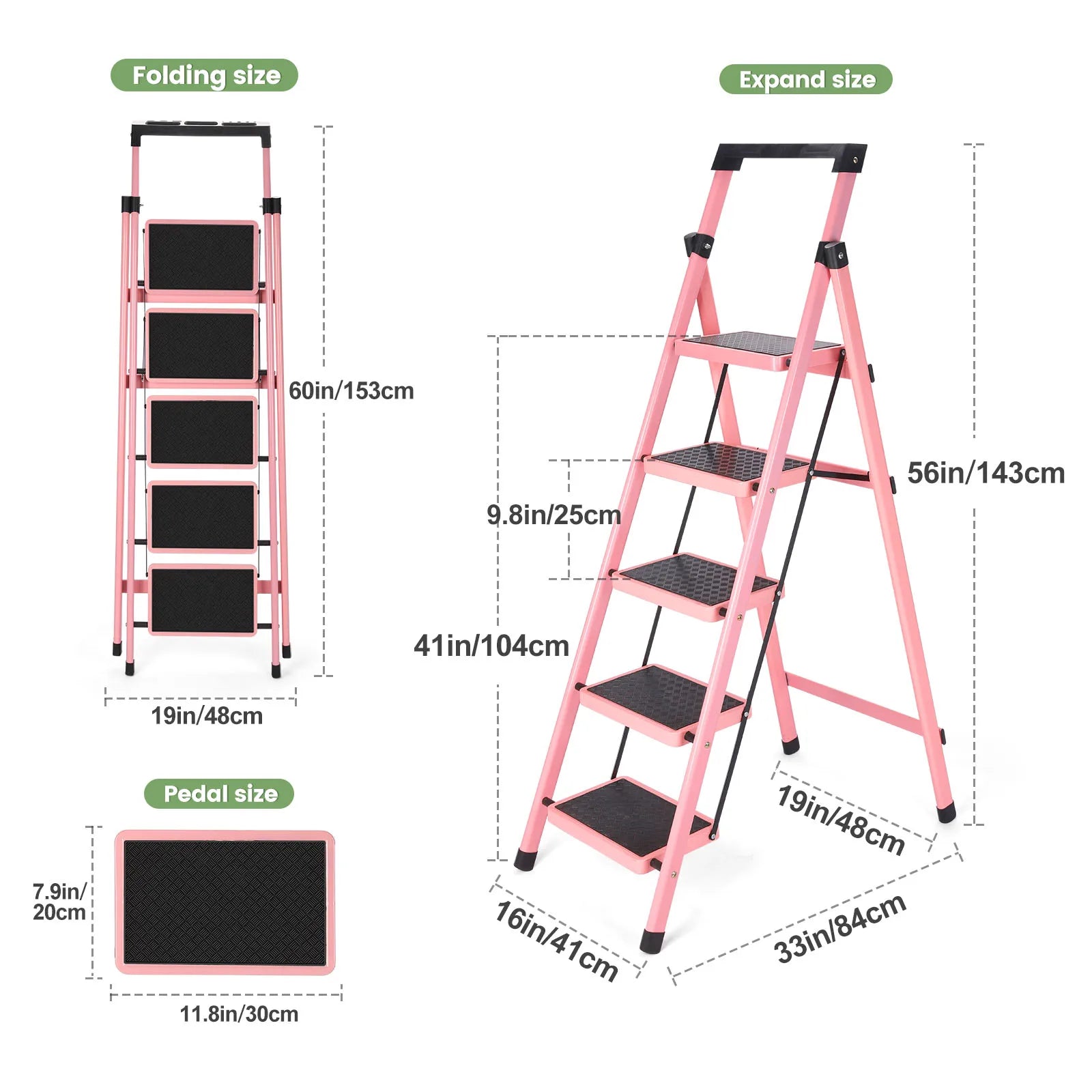 Folding Heavy Duty Step Ladder With Handrail And Grip