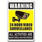 1pc 12x8inch Aluminum 2D flat 24-Hour Outdoor Surveillance Alert Sign - Durable CCTV Security Camera Notice