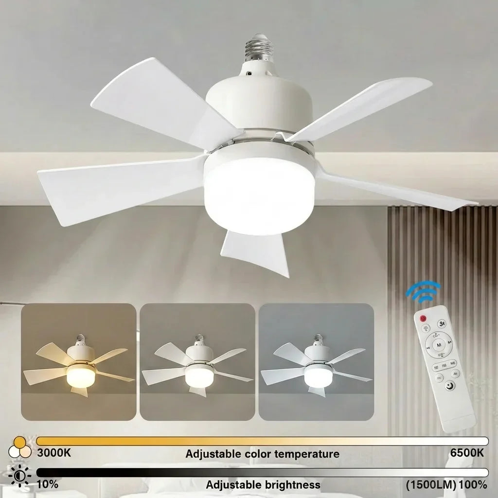 1/2Pack 30W Ceiling Fan Lights with Remote Control Dimming LED Fan Light E27 Base Suitable  for Living Room Kitchen Study Garage