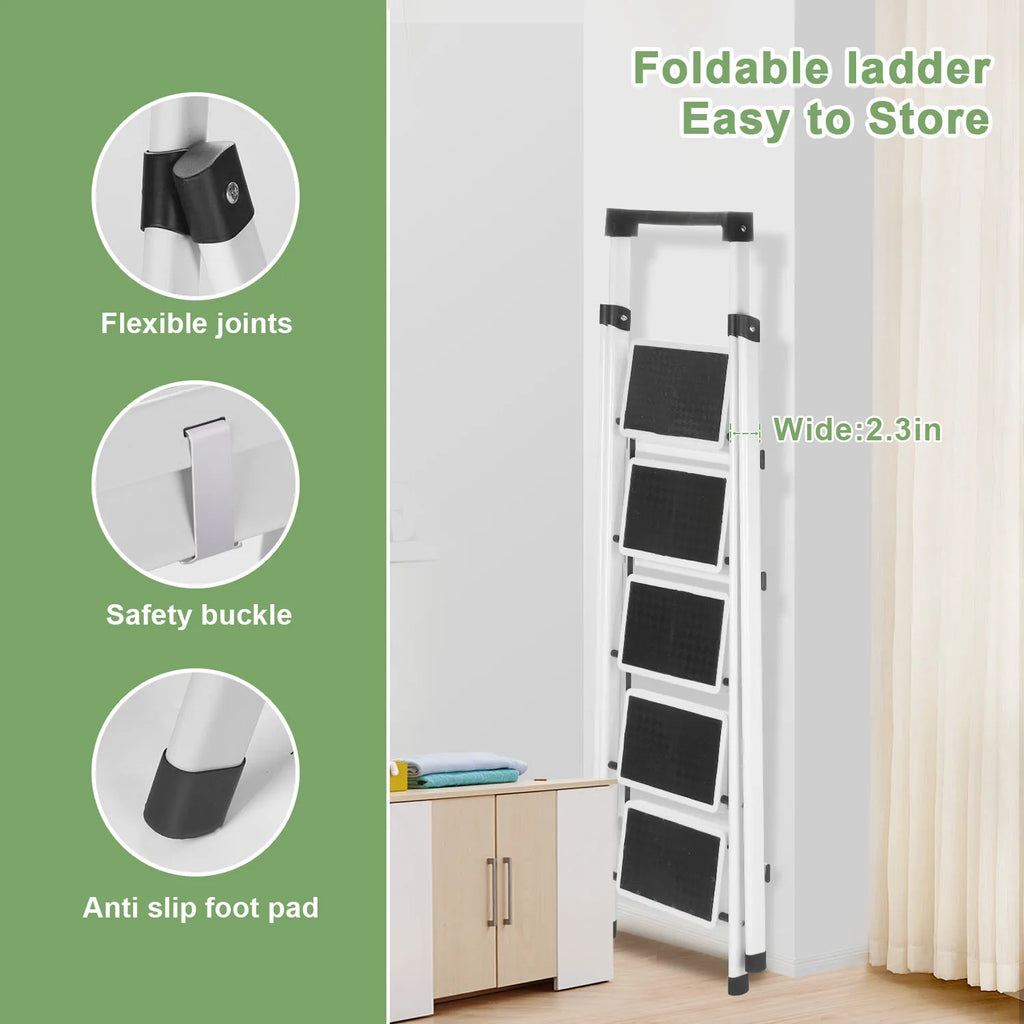 Folding Heavy Duty Step Ladder With Handrail And Grip