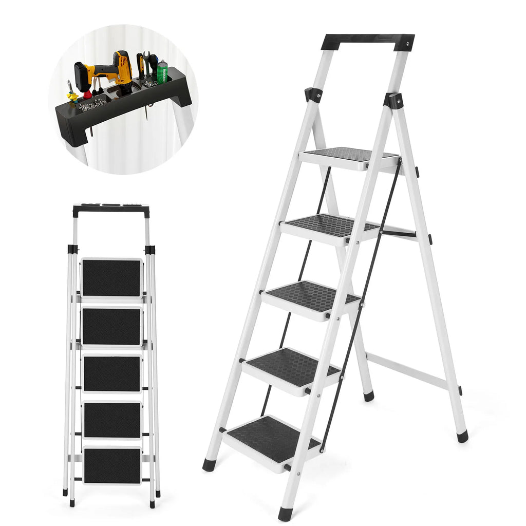 Folding Heavy Duty Step Ladder With Handrail And Grip