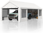 Heavy Duty Carport,Roll-Up Windows,Removable Sidewalls,Portable Garage & Car Canopy,12'x24', Custom