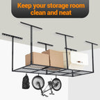 3x8 Ft 600 LBS Capacity Heavy Duty Garage Ceiling Storage Racks Height Adjustable Overhead Garage Storage Rack Organization