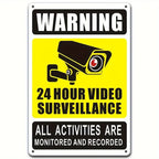 1pc 12x8inch Aluminum 2D flat 24-Hour Outdoor Surveillance Alert Sign - Durable CCTV Security Camera Notice