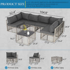 Ainfox Outdoor Patio Furniture Set, Wicker Sectional Conversation Set with Adjustable Backrest Sofa