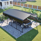 13x20 FT Metal Carport,Garage with Upgraded Triangle Reinforced Frame&4 Poles,Galvanized Steel Hardtop Roof,Heavy-Duty All-Weather Shelter for Car,Truck,Boat,Outdoor Storage