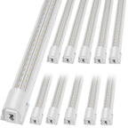 10 Pack LED Shop Light 8 FT 80W Linkable Light Fixture 10000 LM 59 in Power Cords with ON/OFF Switch