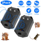 2 Pack Under Hood Ultrasonic Rodent Repeller Rodent Control Deterrent Chaser Blocker for Vehicle Indoor with Strobe Light 3 Power Supplies